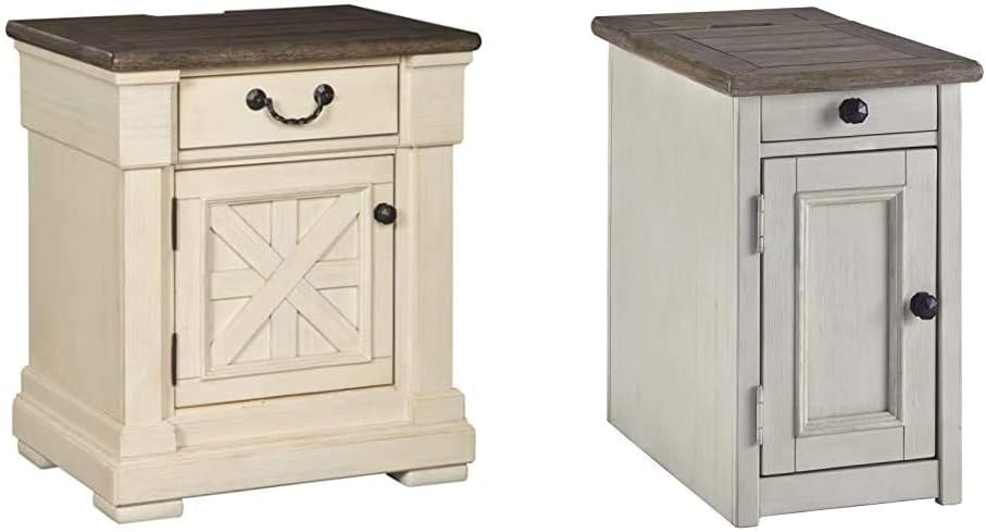 Signature Design by Ashley Realyn Nightstand, Chipped White: Kitchen & Dining