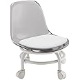 Small Low Rolling Stool, 360 Degree Rotating Rolling Stool with Back Support, Shoe Stool Seat, Pedicure Stool Swivel Stool for Home Cleaning, Yoga, Gray