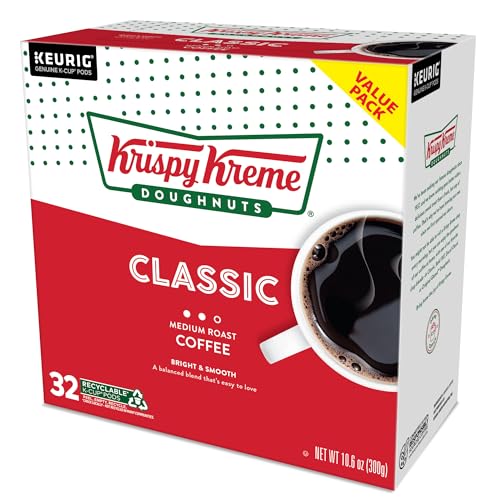 KRISPY KREME CLASSIC, SINGLE-SERVE KEURIG K-CUP PODS, MEDIUM ROAST COFFEE PODS, 32 COUNT