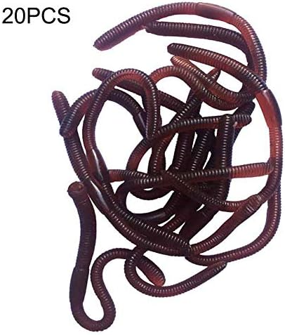 Kukiu 20Pcs Halloween Decoration Lifelike Soft Simulation Earthworm Trick Toys Stretchy Long Earthworms