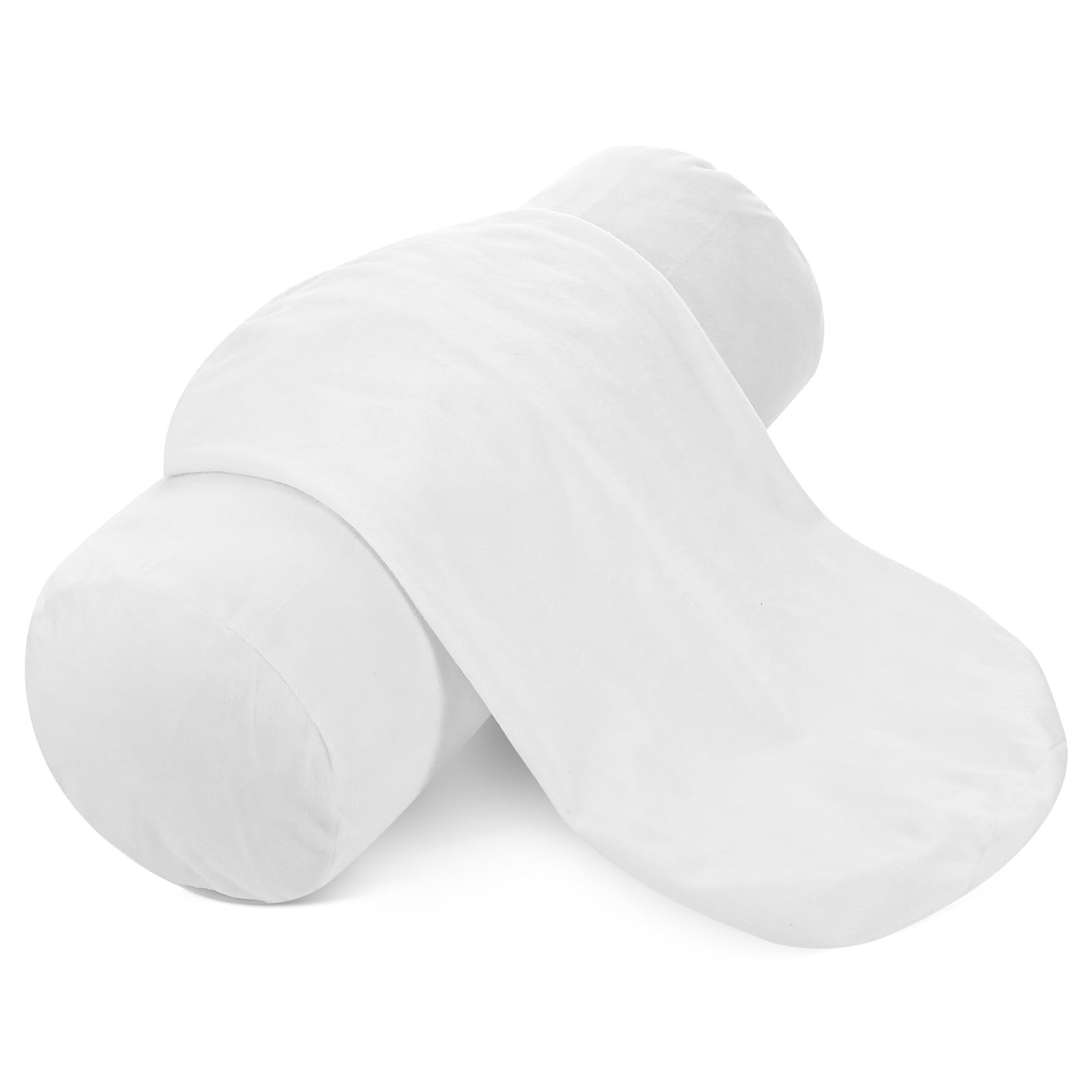 Photo 1 of 2PCS Neck Roll Pillowcases, 17x4 Inch Round Pillow Covers Cervical Neck Roll Pillow Cover Round Necks Pillows Cover Cylindrical Pillows Covers with Zipper for Home Decor (White)