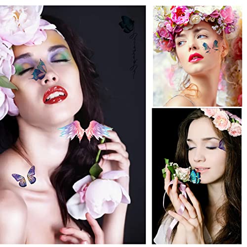 14 Sheets Glitter Butterfly Temporary Tattoos Sticker For Women Girls