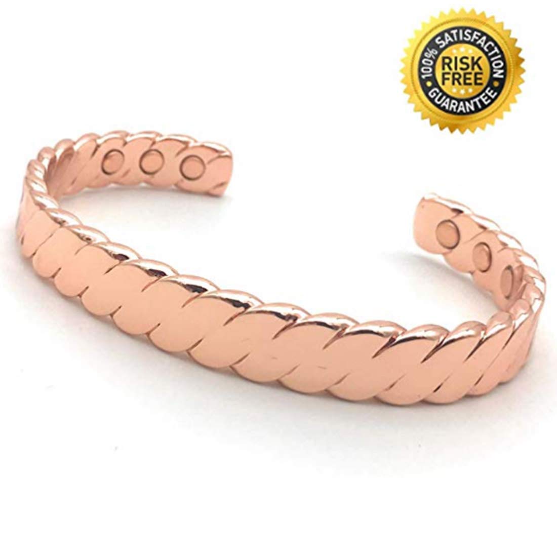 Copper Bracelets for Men and Women-Magnetic Bracelet for Arthritis-6 Powerful Magnets - Effective & Natural Relief of Joint Pain and Carpal Tunnel