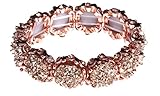 NLCAC Crystal Bracelet Bridal Bangle Bracelet Druzzy Beads Elastic Bracelet for Wedding (rose gold)