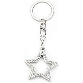 Rhinestone Star Keychain for Women Bling Heart Keycharm Photo Frame Pendant Celestial Keyring