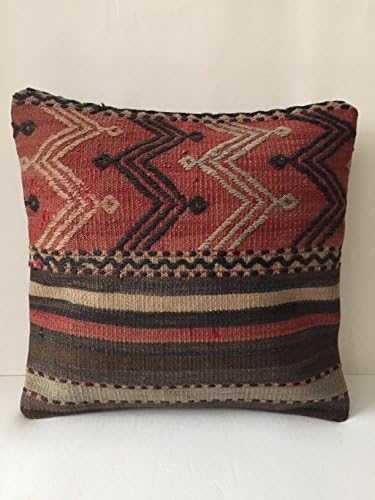 Kilim Pillow 16'' x 16'' Anatolian Turkish Cushion Cover (40cm x 40cm), sofa pillow, couch pillow, embroidered, handmade, kilim rug,