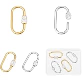 UNICRAFTALE 4Pcs 2 Colors Screw Carabiner Lock Charms Stainless Steel Screw Clasps 26mm Metal Oval Lock Clasps Charms with Polymer Clay Rhinestone for DIY Jewelry Making