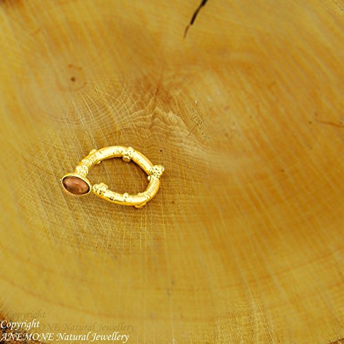 Handmade lime Twig (Tilia Europaea), Greek Nature Inspired, Open, one size, Adjustable Ring, Moonstone; Black-onyx; Fresh-Water-Pearl; Amber