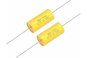MECCANIXITY 2Pcs 4.7uf Frequency Divider Capacitor, 250V Axial Audio Speaker Crossover MKP Film Capacitor