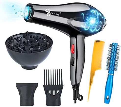 Hair Dryer Professional 3000W Negative Ionic Low Noise Hairdryers with Diffuser,Nozzle and Comb US Made Lab Tested - Amazon Vine