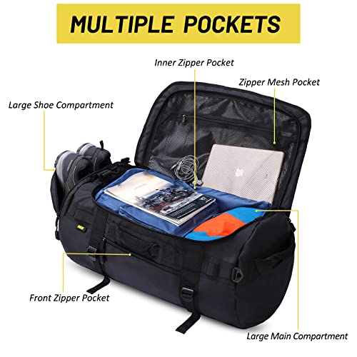 MIER Large Duffel Backpack Sports Gym Bag with Shoe Compartment, Heavy Duty and Water Resistant