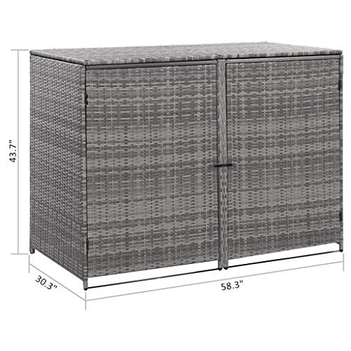 Canditree Outdoor Poly Rattan Storage Shed for Garbage Cans, Garden