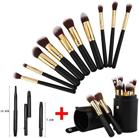 My Moment Makeup Brush Set - 10 Soft Silky Professional Makeup Brushes for Eye and Face Makeup. Black Case Holder, Great for Travel. Plus a Free Lip Brush, Easy to Carry.