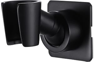 YDMEET Shower Head Holder All Meta lHandheld Shower Wand Bracket Adhesive Shower Wall Mount Holder Brass Shower Spray Holder Black, Drill Free Glue Installation