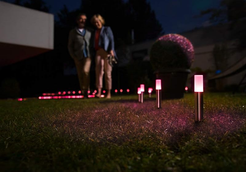 Luz de jardim LED inteligente com tecnologia WiFi, extensão por 3 mini postes para exterior, cores RGB intercambiáveis, compatível com Google e Alexa, SMART+ WIFI GARDPOLE MINI