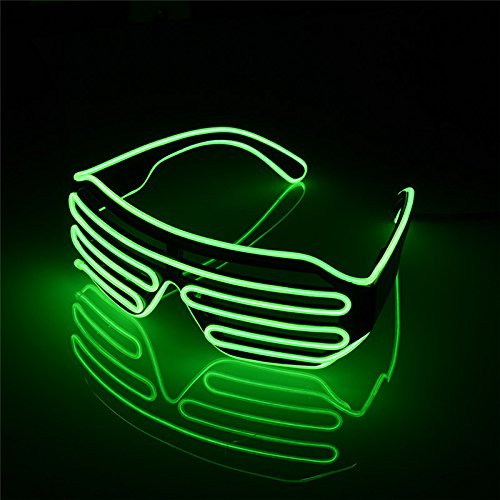 Neon El Wire LED Light Up Shutter Flashing Glasses Eyewear for Nightclub Halloween Rave Party Disco DJ Music,Concert Live,Fancy Dress (Green)