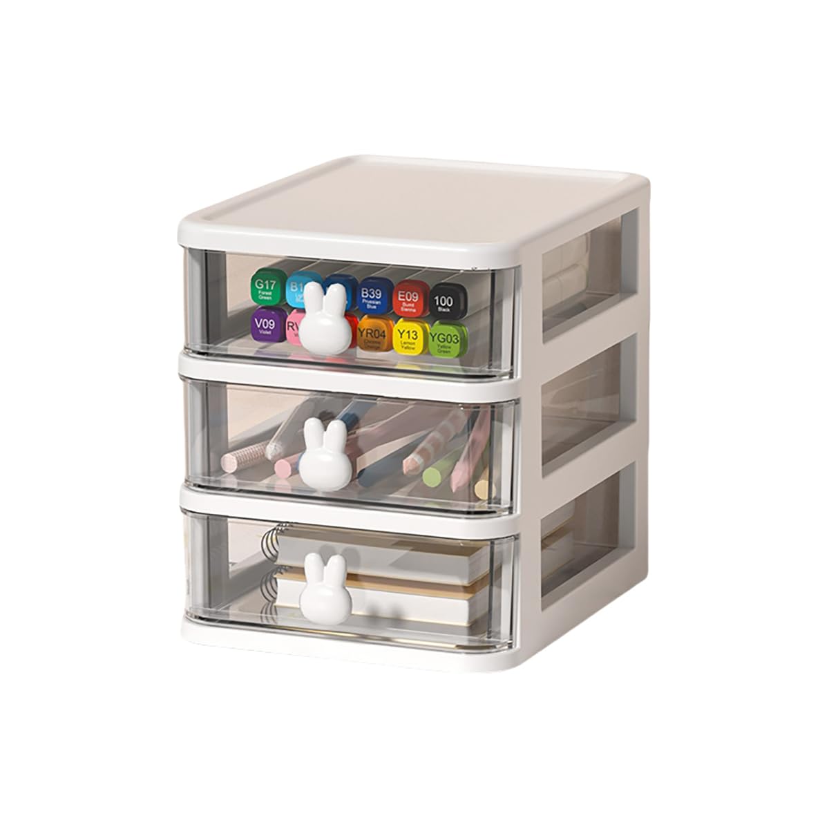 3 Drawer Storage Unit Cabinet, Organizer Chest, Large Home & Office Plastic Tower Storage Unit, Drawer Box/Drawer Container, Plastic Stackable Drawers for Home Office,L17 x W13.5 x H15.5 cm