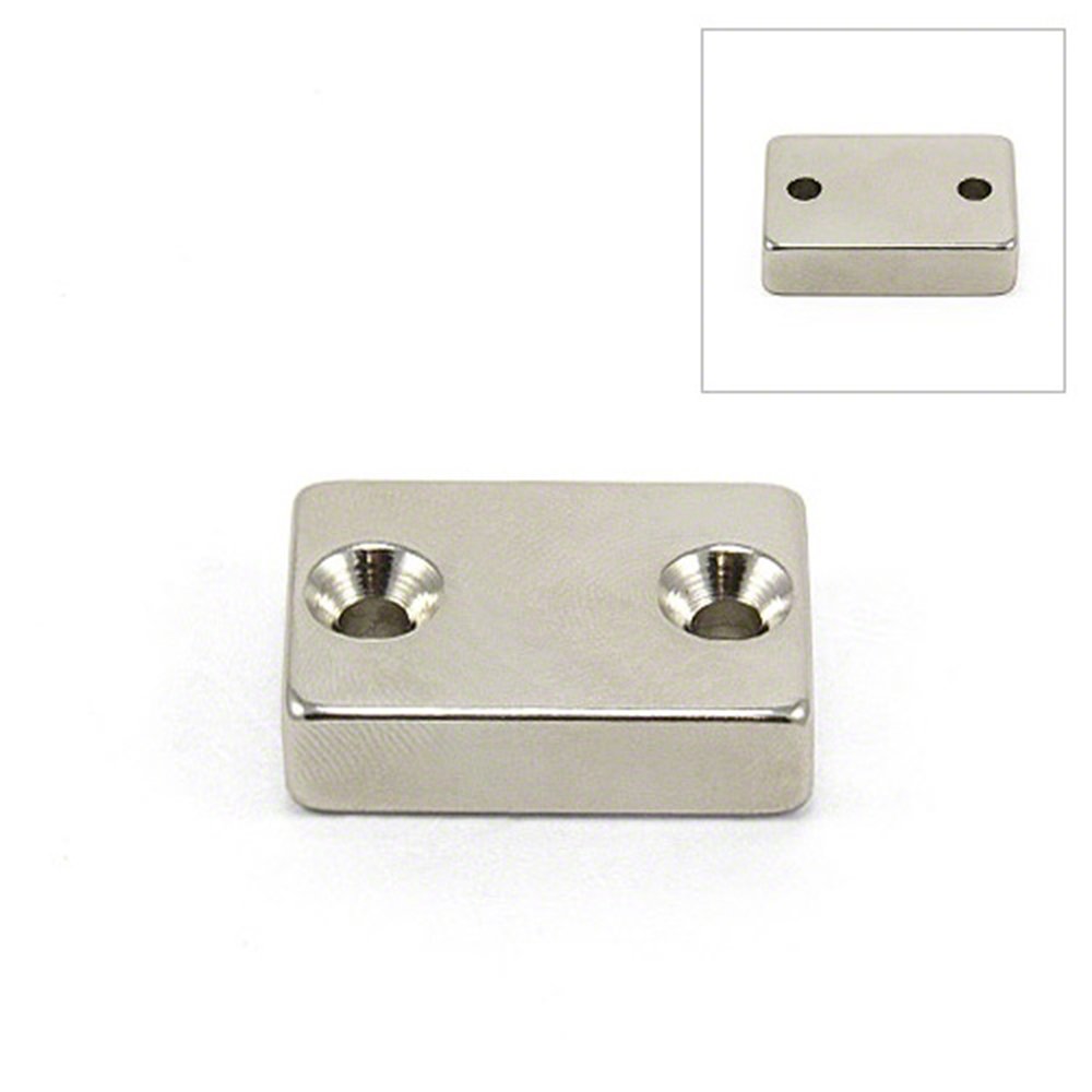 N42 Neodymium Magnet for Furniture Fixings, Hanging Artwork and Keeping Doors and Drawers Closed - 30mm x 21mm x 8mm with 2x 4.2mm c/sunk holes - 17.1kg Pull - North