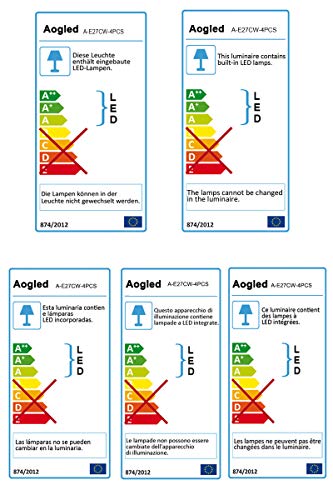 E27 Led Bulb Lamp 12W 6000K Aogled,Equivalent to 100W Halogen Lamp,Daylight White 6000K,1200LM,360 Angle Corncob,Edison Screw Bulb,Not Dimmable,No Flickering AC85-265V E27 Led Lighting,Pack of 4