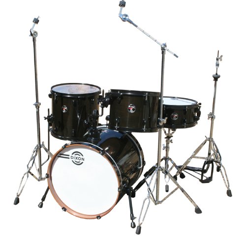 Dixon Fuse PODFS418BKPKSTB 4-Piece Drum Set with Drum Hardware, Gloss See Through Black