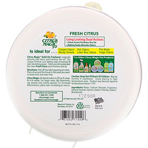 Citrus Magic Pet Odor Eliminator Solid Air Freshener, Fresh Citrus, 8