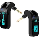 Wireless Guitar System 2.4GHz 8 Channels Rechargeable Audio Wireless Guitar Transmitter Receiver for Bass Active Pickup Electric Instruments,48K/16bit Real-time Transmissio (Black)