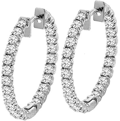 VIP Jewelry ArtInside-Out Diamond Hoops Earrings For Women | 2.50 CT TW Diamond & 14k White Gold | VIP Jewelry Art