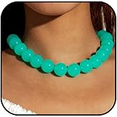 Lyfange Chunky Beaded Necklace for Women Handmade Colorful Acrylic Bead Choker Necklaces Adjustable Big Round Beads Necklaces Statement Fashion Jewelry Accessories