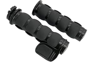 HADAXT Motorcycle Hand Grips 1 inch 25mm Universal Non-Slip Handlebar Throttle Grips Black Chrome for Harley Davidson Street Glide Sportster 883 Road King Dyna Electra Glide Softail Fatboy