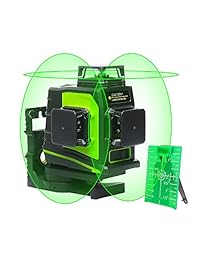 Huepar   Nivel láser 3D de haz verde autonivelado 3 x 360 líneas cruzadas de tres planos nivelación y alineación láser herramienta   2 360 ° vertical y una línea horizontal 360 °   Base magnética pivotante GF360G