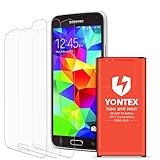 Galaxy S5 Battery, NFC/Google Wallet Capable, YONTEX 2800mAh Replacement Battery Samsung Galaxy S5 S5 Active [I9600, G870A, G900V, G900A, G900T G900P] 3 Pack Screen Protector