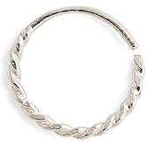 Sterling Silver Nose Ring, Dainty Ear and Nose Rope Hoop, Simple Cute Twist Indian Piercing Jewelry, Tiny Small Minimalist Tribal Handmade Boho Earring, Minimalist Piercing For Men and Women, 22g 7mm