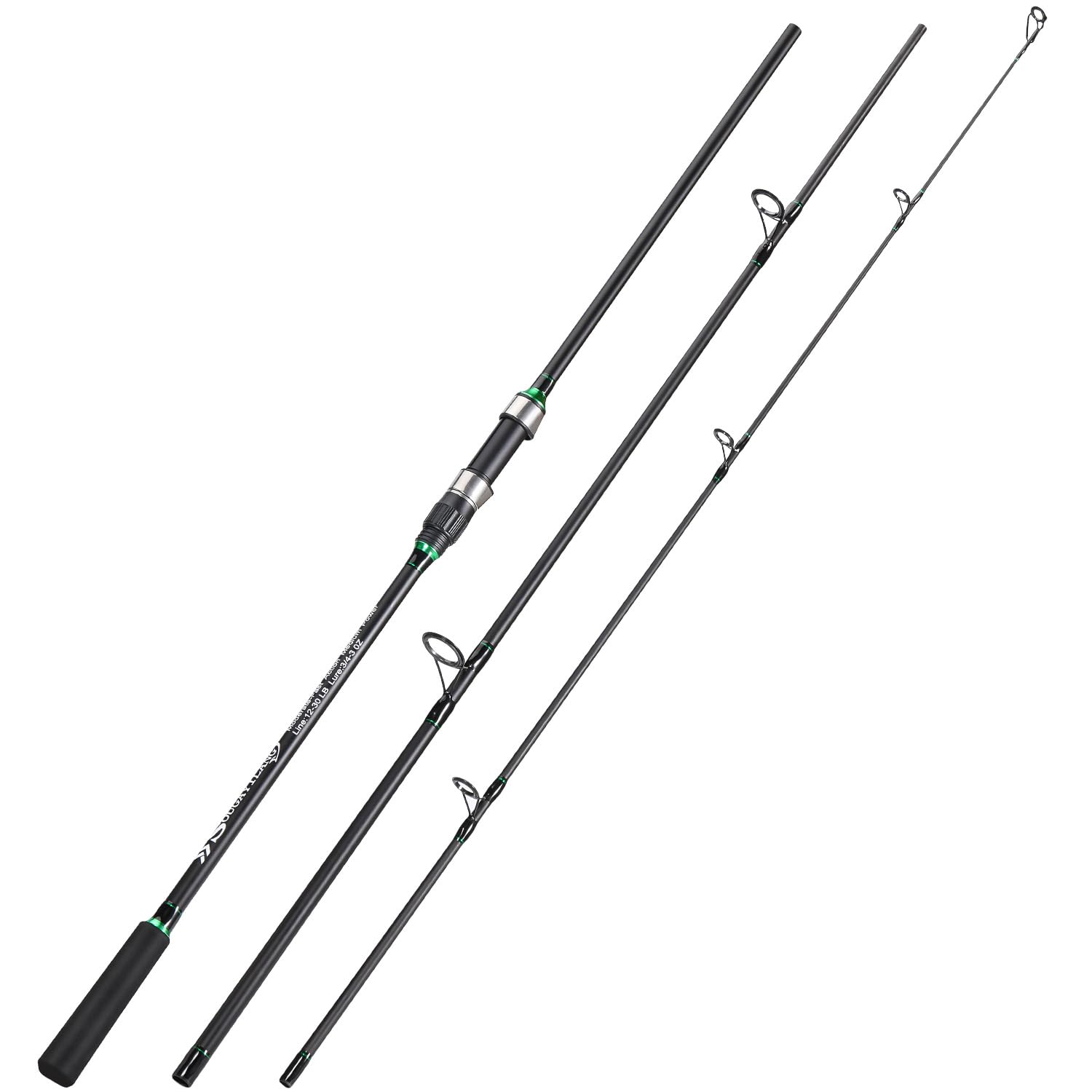 Sougayilang Carp Rod Carbon Fiber 3-sections Surf Spinning Fishing Rod Saltwater Travel Carp Fishing Rod (2.7/3.0/3.3/3.6M)-LS3.6