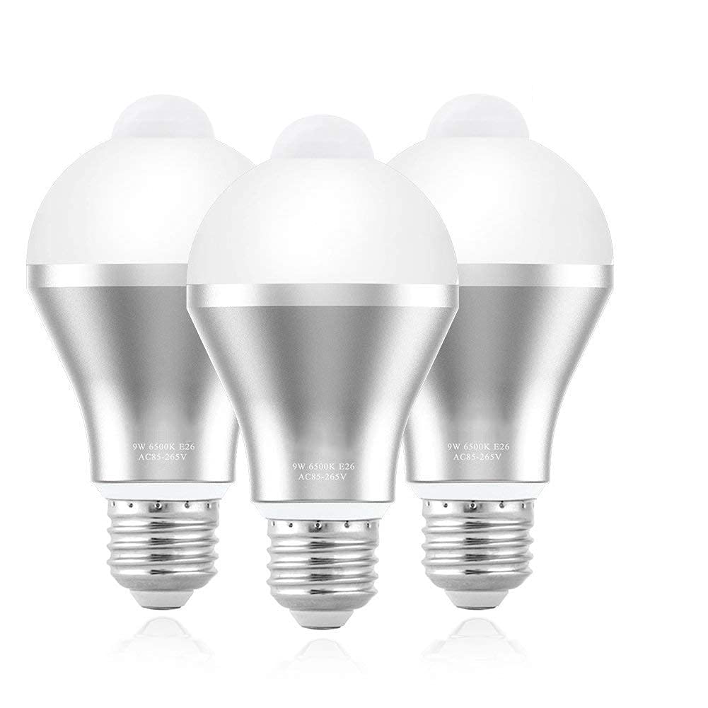 EVTSCAN Automatic Sensor Bulbs, Motion Sensor Light Bulb,EECOO 9W Smart PIR LED Bulbs Auto On/Off Security Lights Outdoor/Indoo