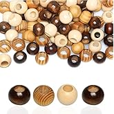 20mm Brown Wooden Macrame Beads - Hole 10mm - 30 Pieces Quality Large Hole Wood Beads for Macrame Projects/Garlands
