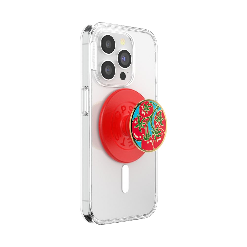 PopSockets PopGrip for MagSafe, Magnetic Phone Grip & Stand, Swappable Top, Secure Grip for iPhone MagSafe Cases, Kickstand for Hands-Free Viewing, Wireless Charging Compatible - Enamel Tomato Rosso — image 1