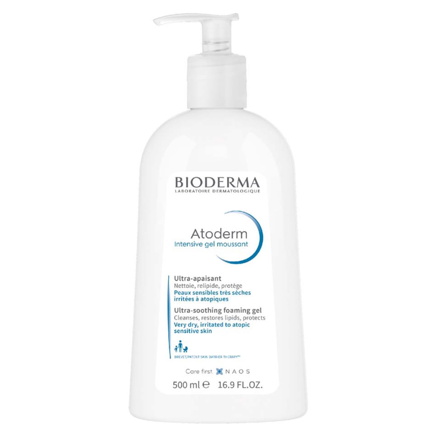 Bioderma Atoderm Intensive Foaming Gel - Ultra Soothing Body Wash, Hydrates & Protects Very Dry, Sensitive & Eczema Prone Skin, 500ml