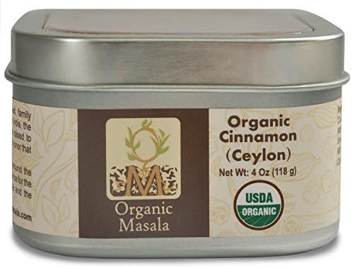 Organic Ceylon Cinnamon Powder 4 oz Organic Spice to enhance any meat, vegetarian, dessert dish. Presented in tin to preserve freshness and keep out daylight.