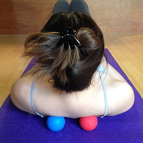 BINGONE Massage Lacrosse Balls 2 Pack,Massage Roller Therapy Ball for Myofascial Release,Deep Tissue Muscle Recovery,Foot,Back Neck Spine Shoulder,Trigger Point,Yoga Therapy(Blue,Red)