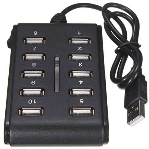 10 Ports Extension Cable USB 2.0 Hub Blue LED Computers & Accessories
