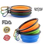 For Dog Premium Collapsible BPA Free Travel Dog Bowl with Carabiner, Set of 3