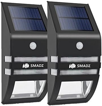 SMADZ SL72 Black Fashion Solar Powered Garden Lights Waterproof Stainless Steel Motion Sensor Security Patio Deck Yard Garden Driveway Stairs Outside Wall Pathway Light (Warm Light,Pack of 2)