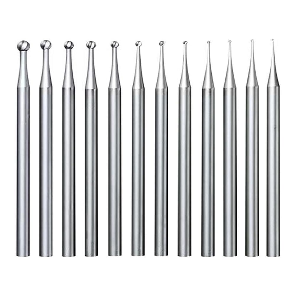 Gokoti 12Pcs Round Shape Ball Burr Set - 3/32Inch Shank Jewelry Making Burs Round Ball Shape Engraving Bits