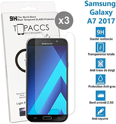 Samsung Galaxy A7 2017 – Pack of 3 – Real Glass Screen Protector Tempered Glass Ultra Durable Screen Protector