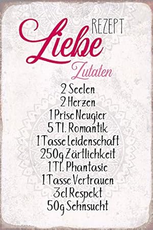 Schatzmix Rezept Liebe Zutaten Seelen Herzen Metal Sign Deko