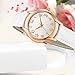 ATsense Women's Wrist Watch, Arabic Numeral Rose Gold Simple Business Casual Fashion Classic Analog (Quartz) Watches with Genuine Leather Band C74614 (White)