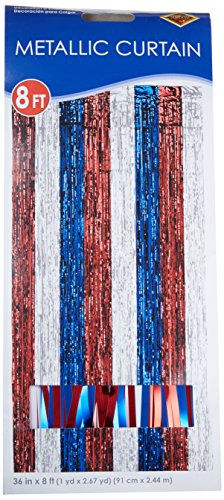 1-Ply FR Gleam 'N Curtain (red, white, blue) Party Accessory  (1 count) (1/Pkg)