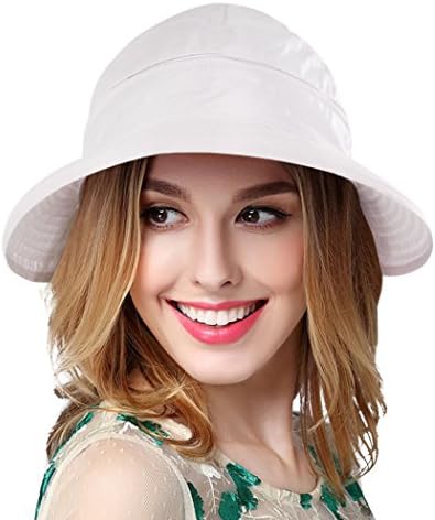 Eqoba Women UPF 50+ UV Sun Protection Convertible 2 in 1 Visor Sun Hat, White