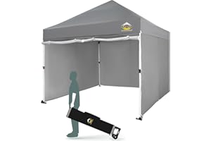 CROWN SHADES 10x10 Pop Up Canopy Tent Instant Commercial 1-Person Setup Patended Centerlock with 400D Silver Coated Fabric, 4 Sidewalls, 4" Wheels, 4 Upgraded Weights, Sto'N Go Bag, Gray