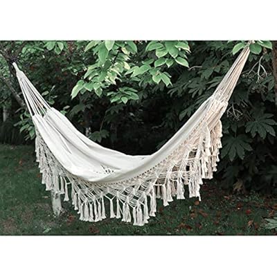 Hiplus Handmade Boho Large Brazilian Macrame Fringe 2 Person Double Deluxe Hammock Swing Net Chair for Beach, Yard… 51UD73OK3tL